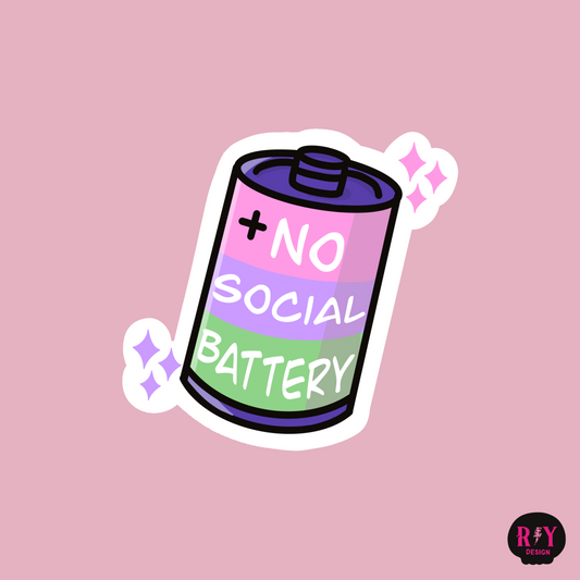 No Social Battery Sticker